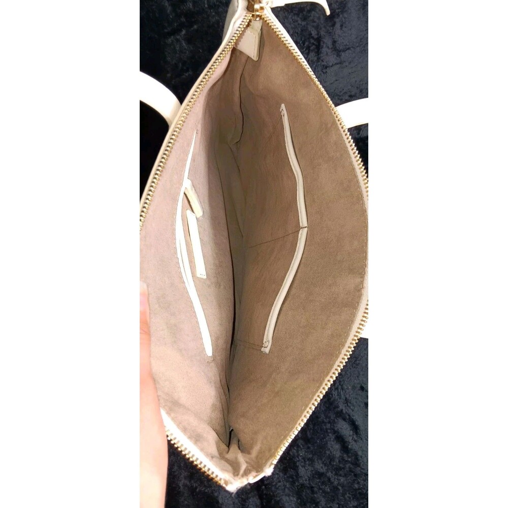 NWT! Elizabeth and James Large Vegan Leather Tote Bag Cream Ivory Zip Top... - Picture 8 of 16